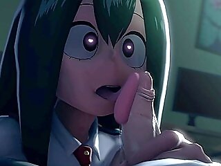 Eighteen Year Old Student Tsuyu Asui Learns To Blow-job